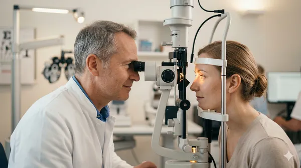 Augenarzt bei einer Augenuntersuchung – Vorsorge wird erstattet